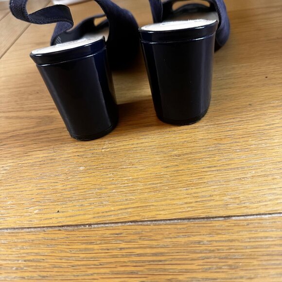 Anne Klein Size 10M Iflex Leather Upper Navy Peep Toe Slingback Heels - Picture 11 of 12